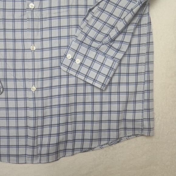 Hugo Boss Shirt Mens 15.5 Blue Check Slim Spread Collar Dress Long Sleeve Work - Picture 4 of 13
